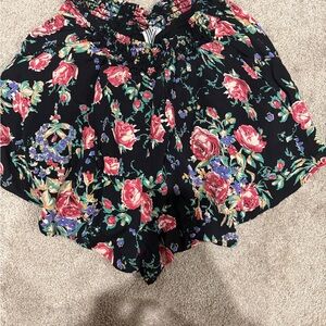 Free People Black Floral Shorts